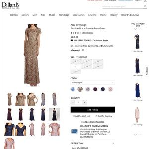 Alex Evenings Sequined-Lace-Rosette-Rose-Gown